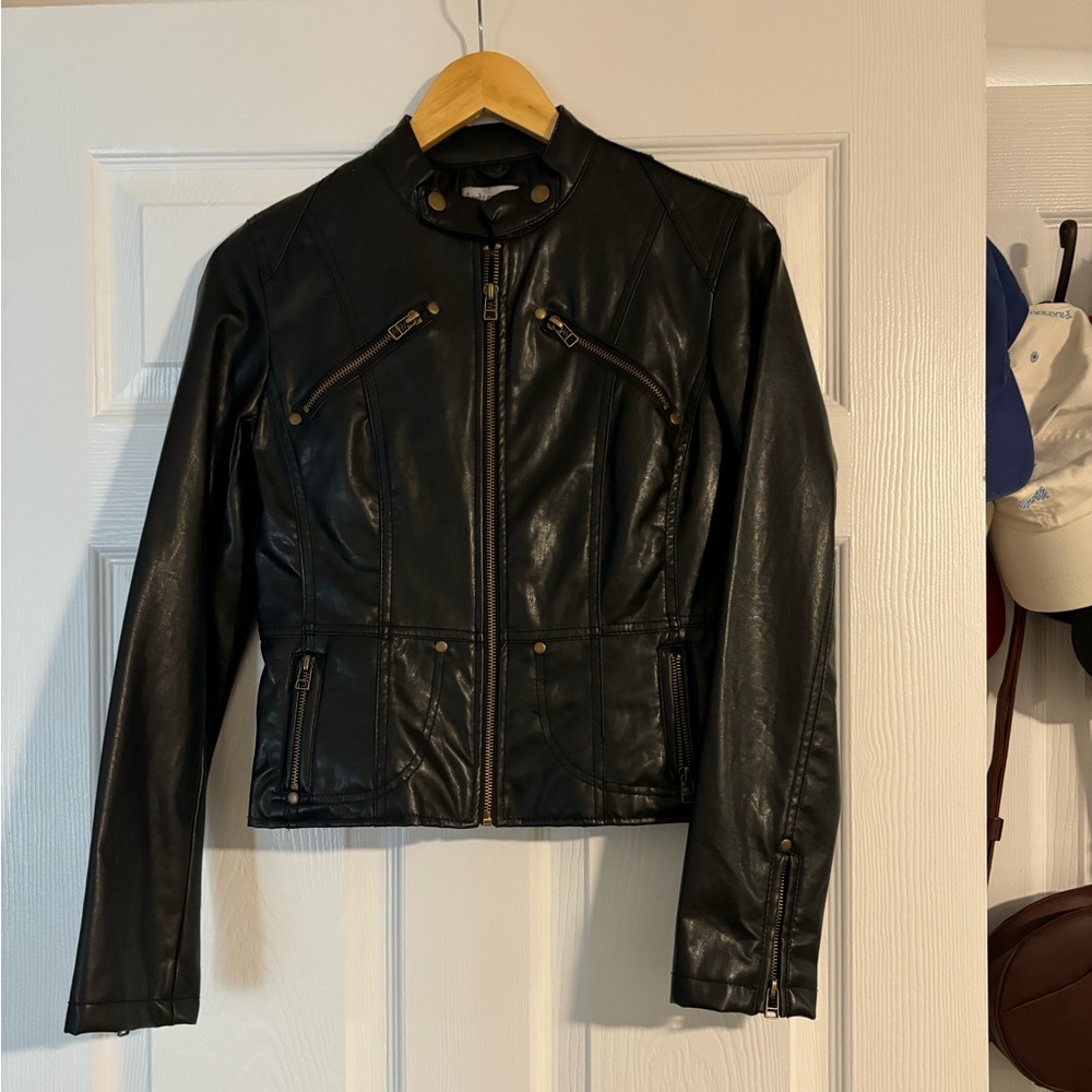 Black faux leather jacket